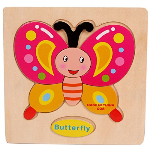 Usstore Baby Kid Child Wooden Butterfly Puzzle Educational Developmental Baby Kids Training Game Toy Gift