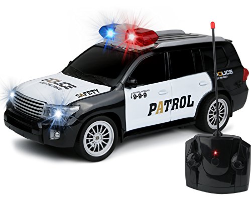 Kiddie Play RC Remote Control Toy Police Car SUV for Kids 112 Scale with Siren and Light