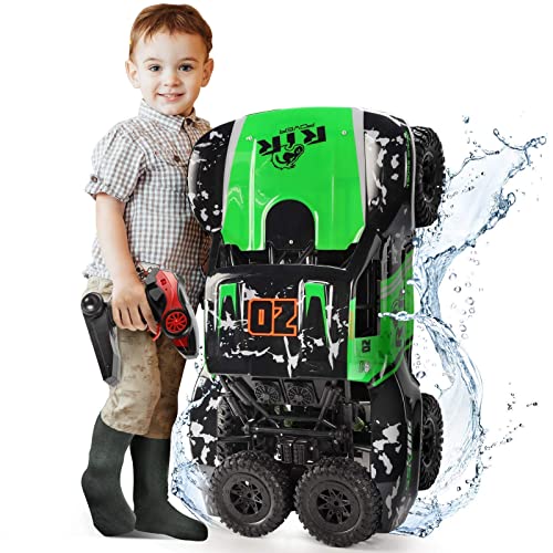 Ruko C11 Amphibious RC Cars 110 Scale Large Monster Truck 24 GHz Waterproof Remote Control Car 4WD Off Road Vehicle with 2 Rechargeable Batteries for 40 Mins Play Gift for Adults and Kids (Green)