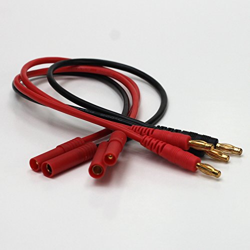2 pcs Battery Charger Charging Leads HXT 40 Male to 4mm Bullet Banana Plug Connector 14 AWG 300MM